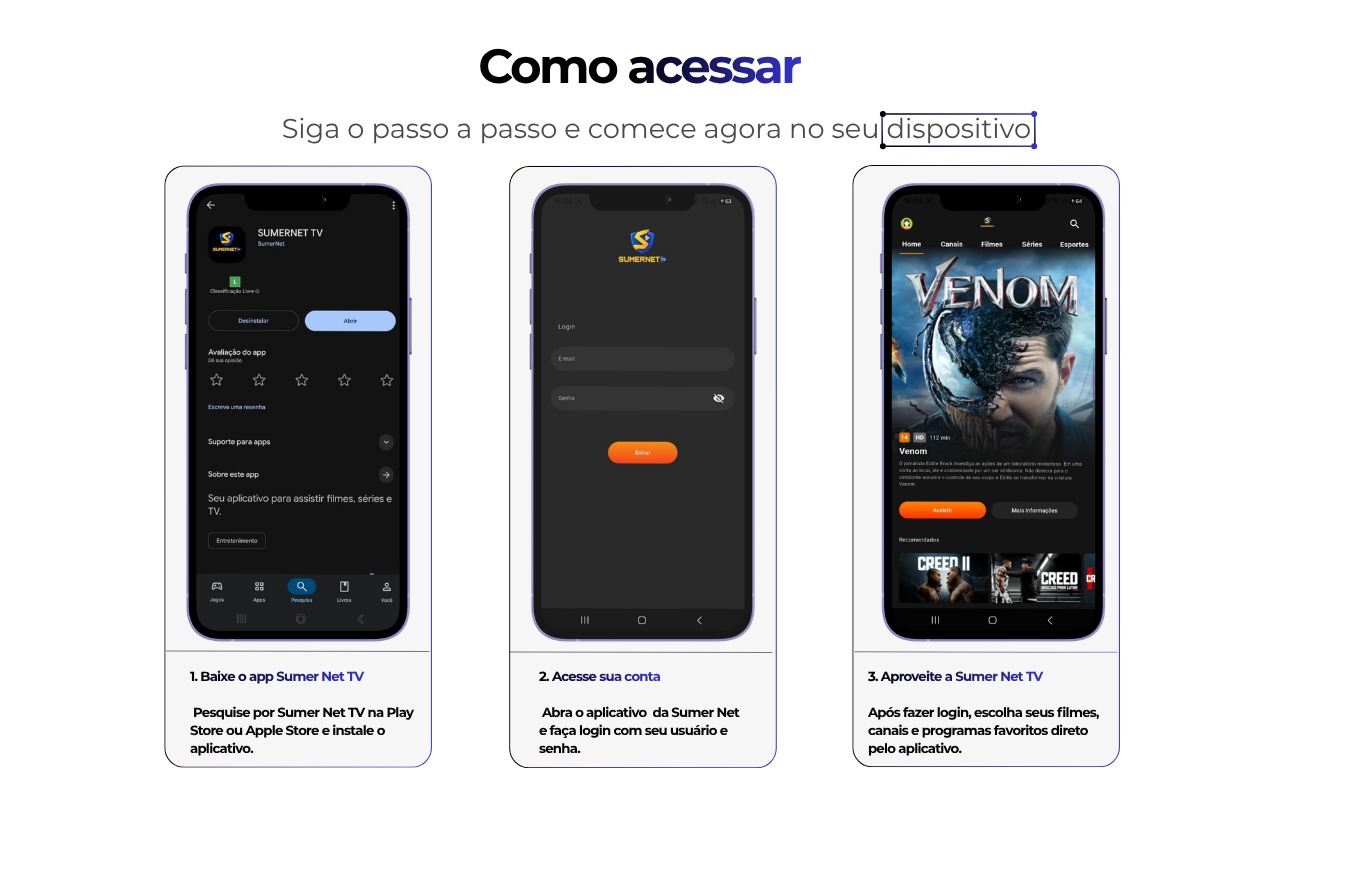 Tutorial em três passos para instalar e acessar a Sumer Net TV
